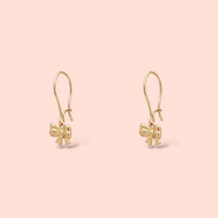 Kids Gold Ribbon Earring 16K / Anting Emas Anak Pita 16K / Diamond Jewelry / 434AMS141LS