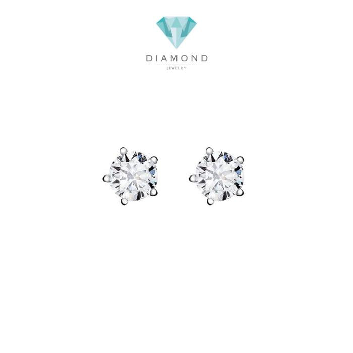 Anting emas solitaire kristal 18 Krt putih/gold Diamond Jewelry