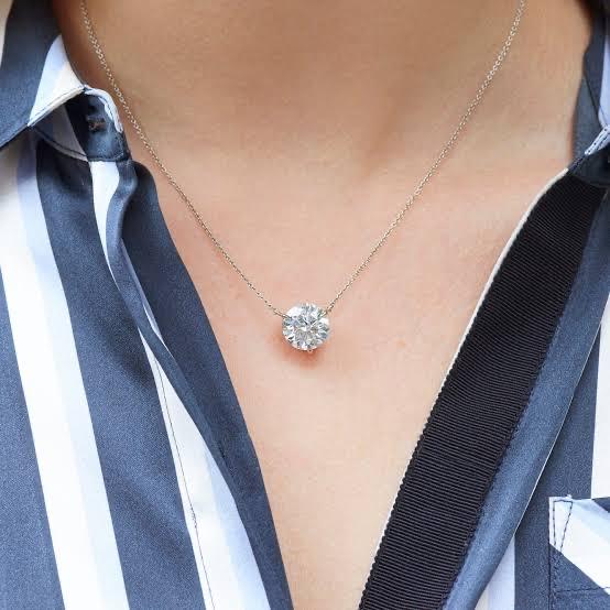 Pendant necklace kristal solitaire 18 K gold Diamond Jewelry