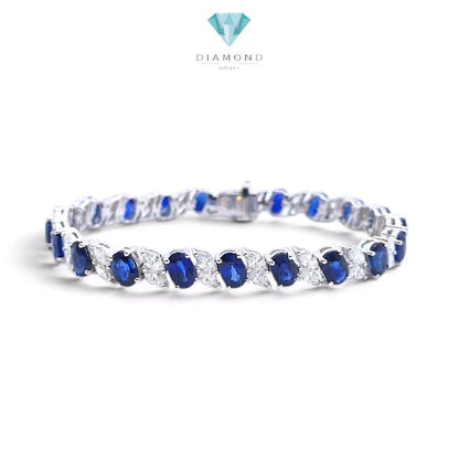 Blue Sapphire Diamond Bracelet 18K / Gelang Berlian Blue Sapphire 18K / Diamond Jewelry / 8GB11500PGK