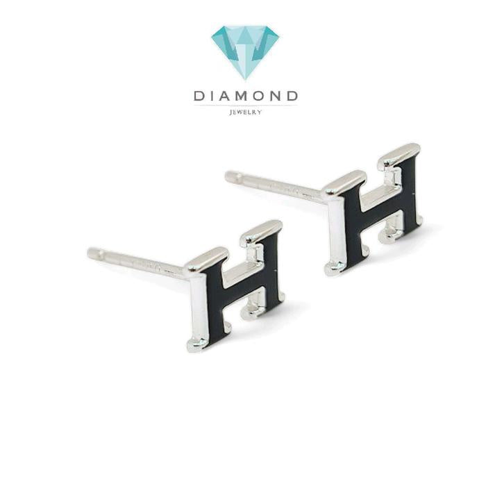 Anting Mas Model H Hitam 18K-Diamond Jewelry-333AMSLS1