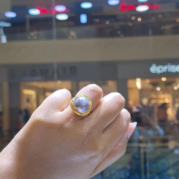 Black Blistar Pearl Ring 18K / Diamond Jewelry
