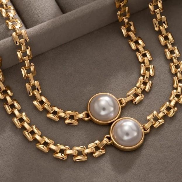 White PEARL blistar bracelet gold 23K Diamond Jewelry