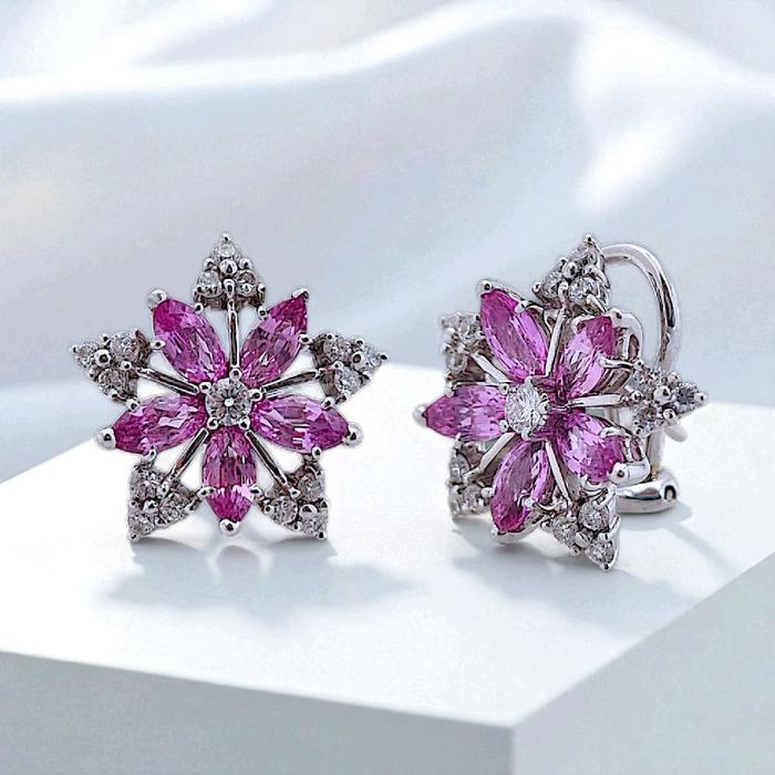 Flower Diamond Earring 18K / Diamond Jewelry 33BCKV24500WP-HT