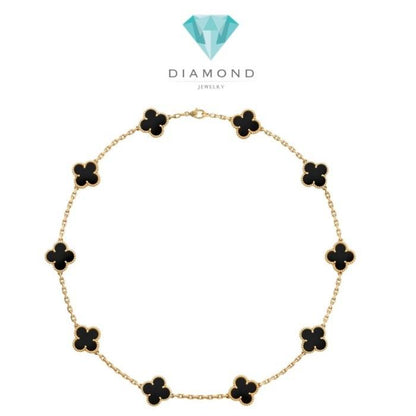 Clover Necklace 10 Vintage Onyx 18K Gold-Diamond Jewelry-85KBD160000AB-HT