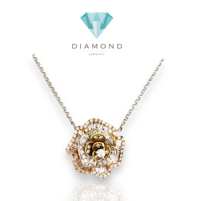 Camelia diamond flower pendant necklace 18k-Diamond Jewelry