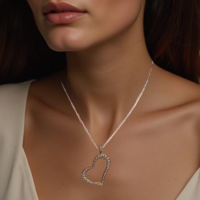 Heart Diamond Pendant Shape pave 18k Gold-Diamond Jewelry