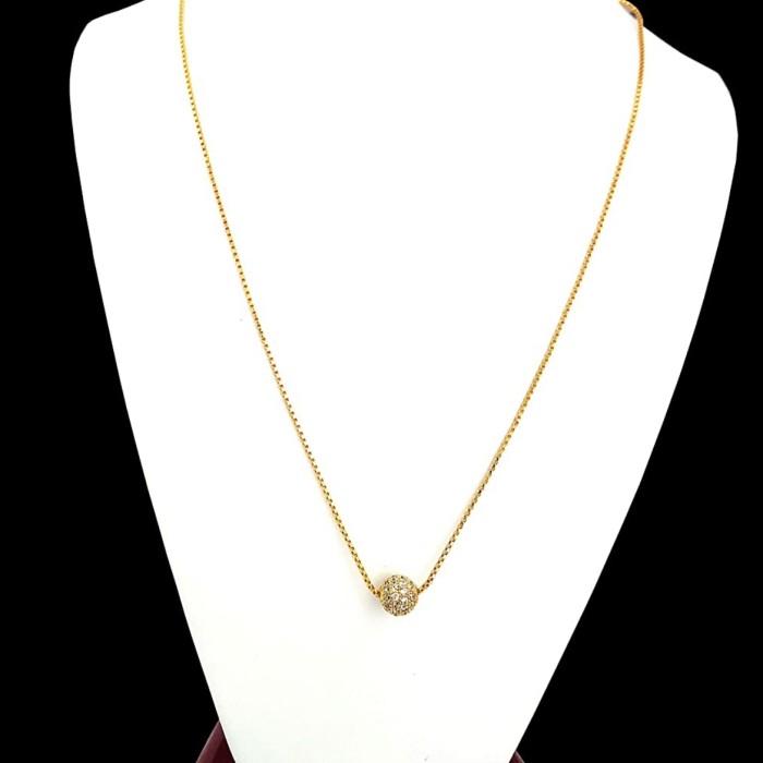 Kalung Liontin emas 18k Disco Ball- bola keistal Diamond Jewelry