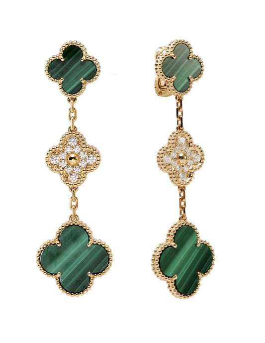 Clover Malechite VOC earring Diamond Jewelry