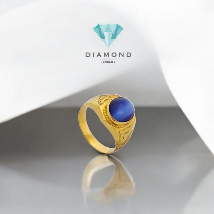 Cincin Laki Mas Batu Biru 23K-Diamond Jewelry