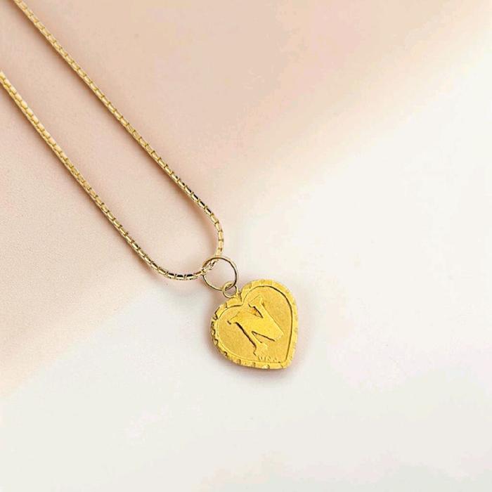 Gold Heart Pendants Letter N 23K / Liontin Hati Emas Huruf N 23K / Diamond Jewelry / 237LMSWP2
