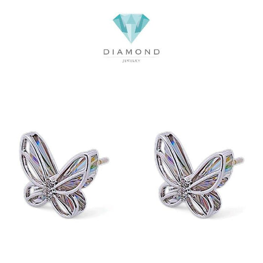 Butterfly Diamond Rainbow Sparkle Earring 18Kb/ Diamond Jewelry