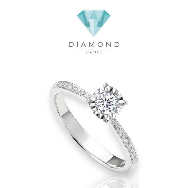 Solitaire illusion diamond ring/cincin berlian solitaire  Parisian 18k/cincin berlian tunangan berlian emas putih -Diamond Jewelry