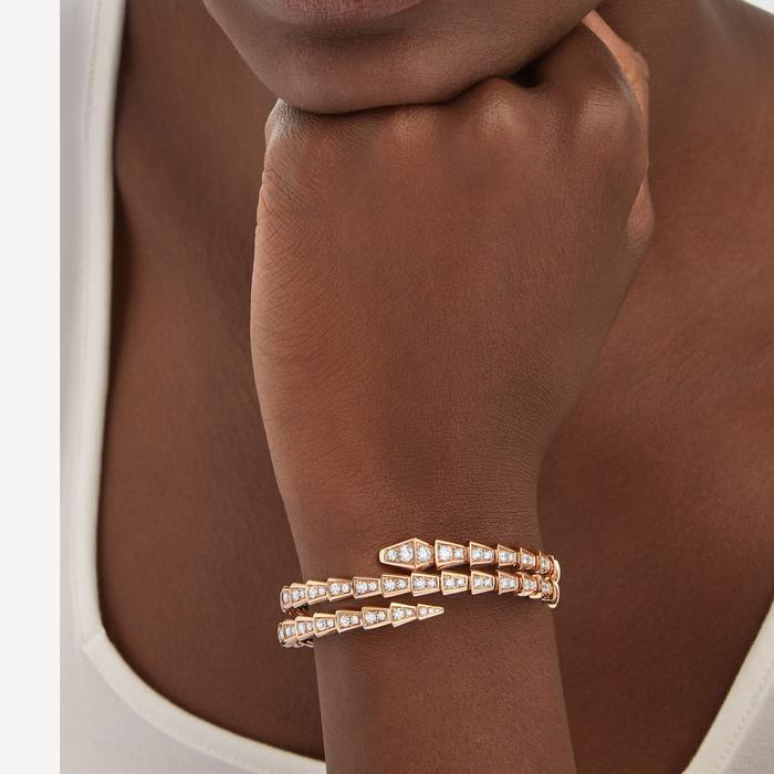 Snake pave viper diamond two row 18 gold Diamond Jewelry