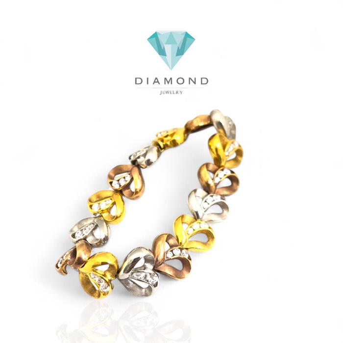 Gelang Emas 2 Warna 23K Diamond Jewelry-75GMS34WP-HT