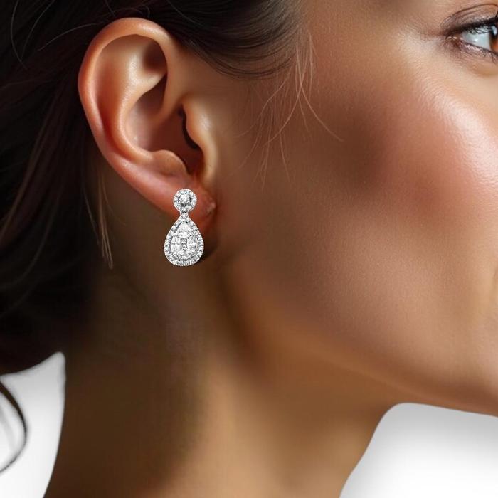 Anting berlian pear espera /Diamond Earring Espera white gold 18K -Diamond Jewelry