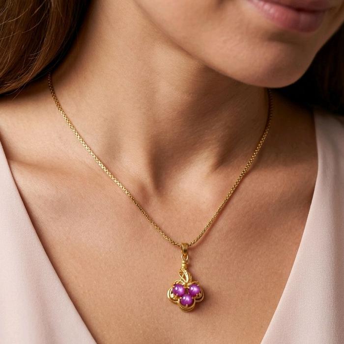 Three Pink Ruby Pendants 23K / Liontin 3 Ping Ruby 23K / Diamond Jewelry / 218LMSWP2