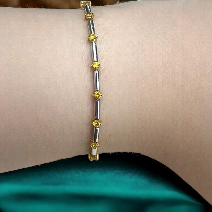Diamond Bracelet Yellow Diamond tennis 18k white gold-Diamond Jewelry