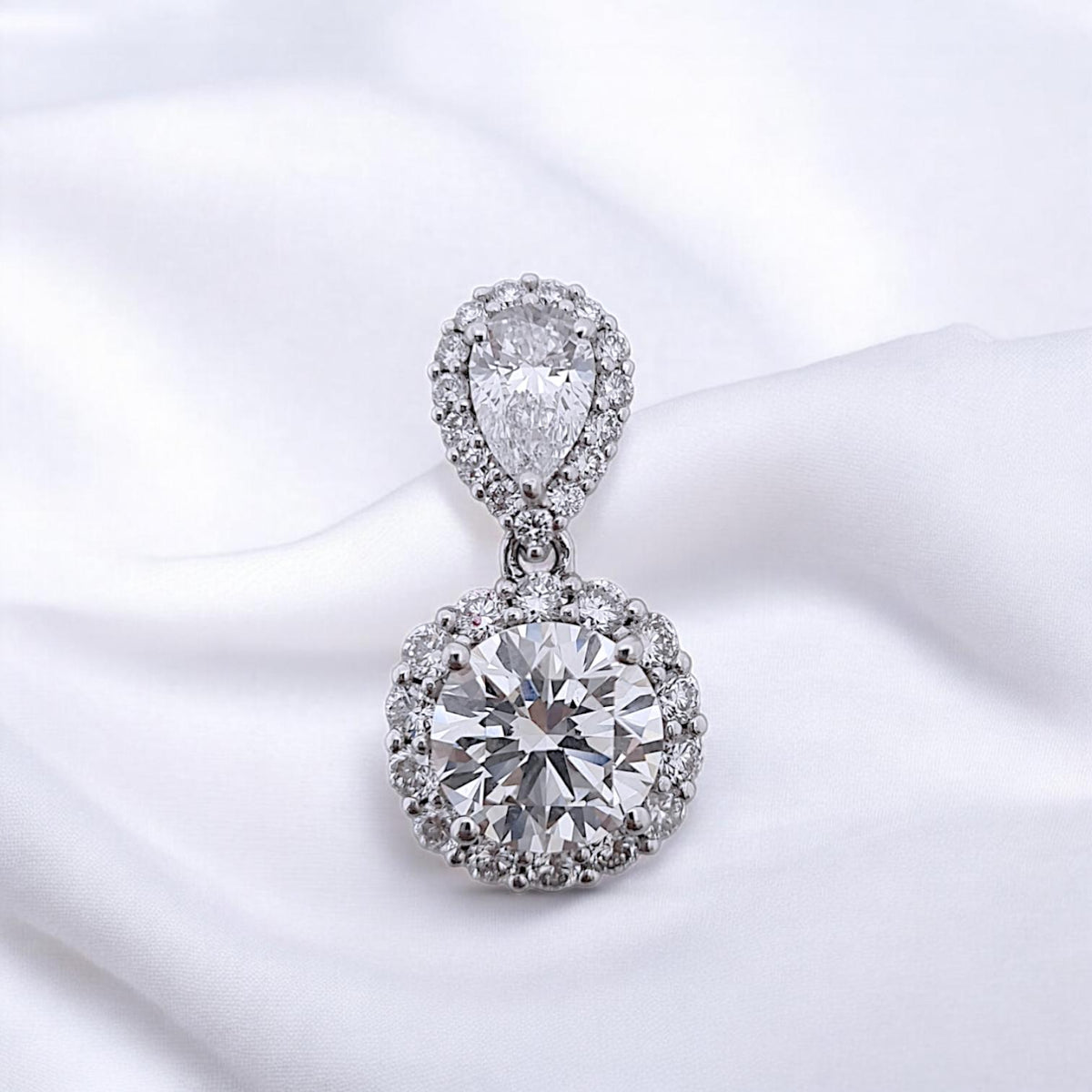 Liontin Tear Roud Double Lab Grown Diamond Pendant 18K / Elsy Diamond Jewelry - 2LBL7900PF - HT