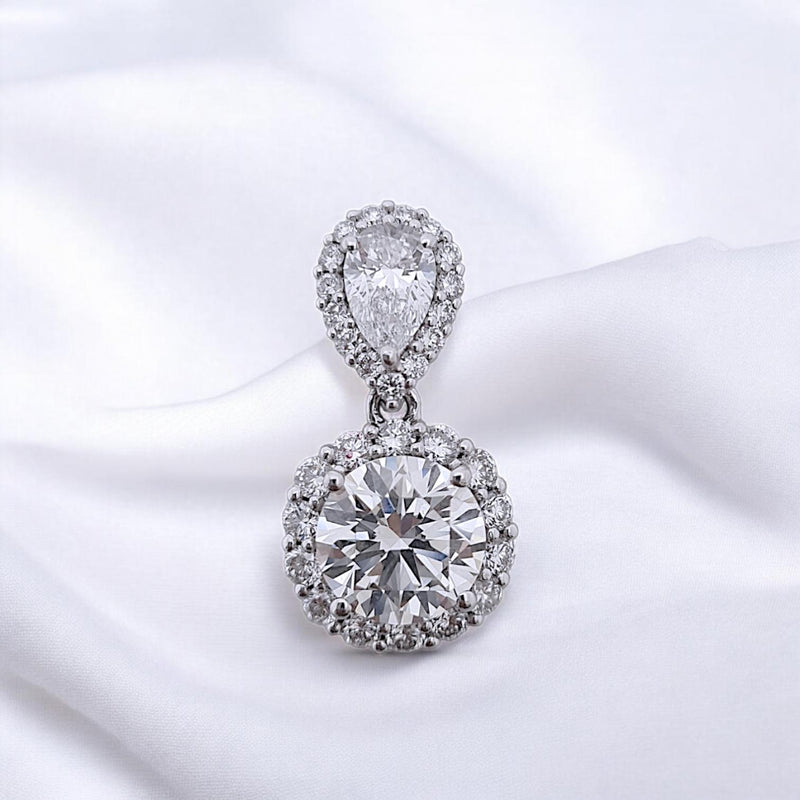 Liontin Tear Roud Double Lab Grown Diamond Pendant 18K / Elsy Diamond Jewelry - 2LBL7900PF - HT