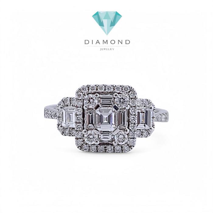 Tri Baguette diamond ring/cincin berlian baguette kotak 18k-Diamond jewelry