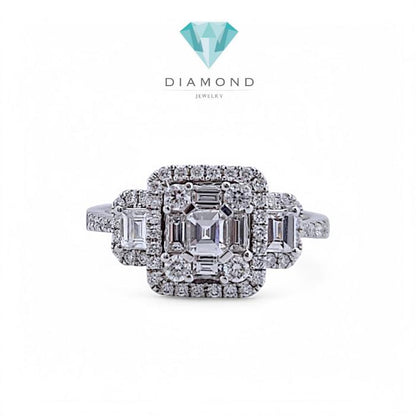 Tri Baguette diamond ring/cincin berlian baguette kotak 18k-Diamond jewelry