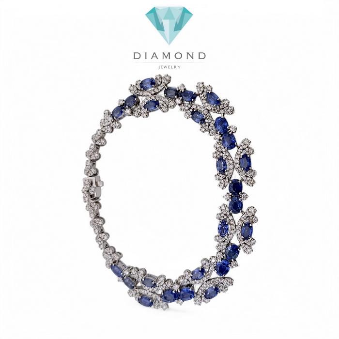 Blue Sapphire Bracelet 18K / Diamond Jewelry
