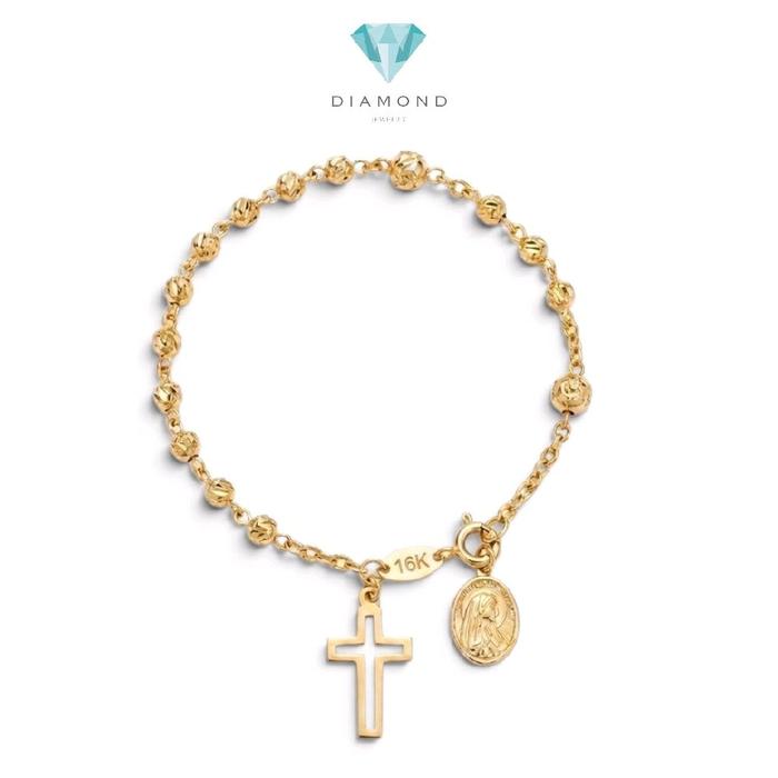 Gold Rosary Cross Bracelet 16K / Gelang Emas Salib Rosario 16K / Diamond Jewelry / 495GMS26OLS