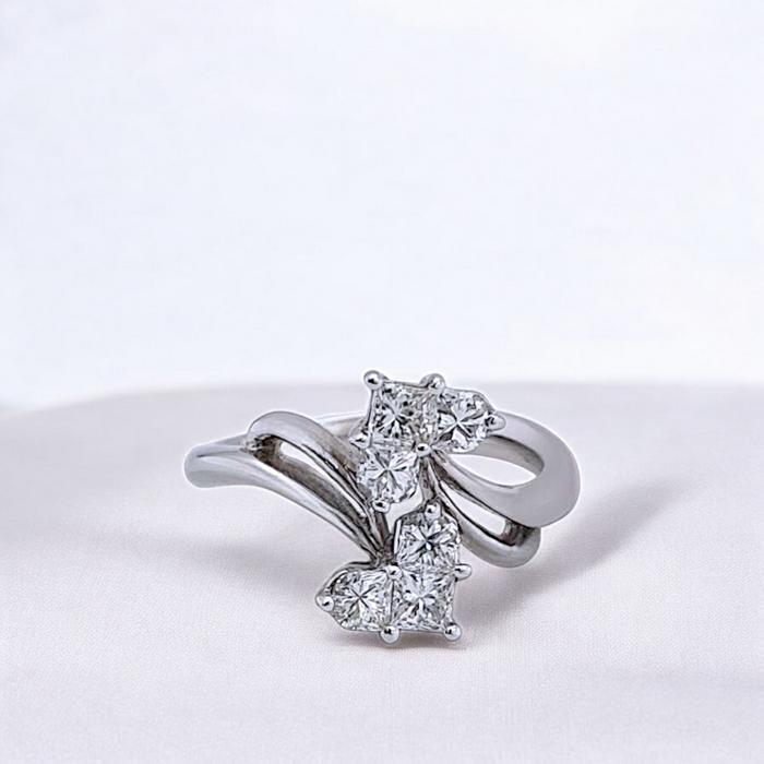 Double Heart Diamond Ring 18K / Diamond Jewelry