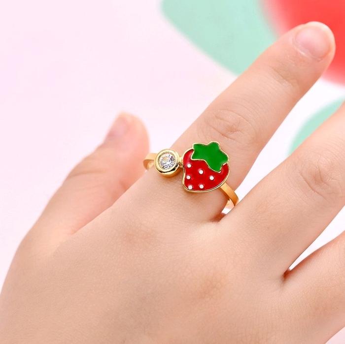 Strawberry Gold Kids Ring 16 K / Cincin Emas Strawberry anak 16K / Diamond jewelry / 447CMS058LS