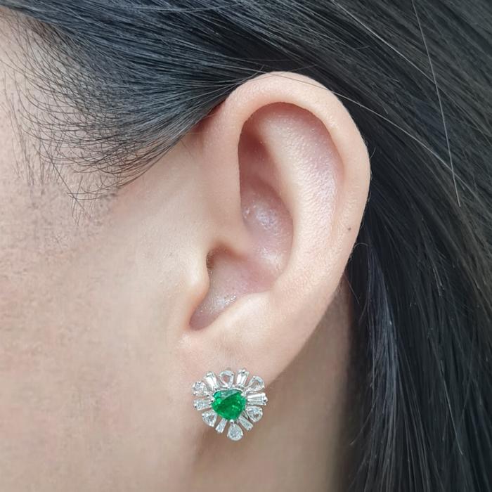 Love Hati Emerald Rose Cut Diamond Earrings / Anting Love Emerald / Diamond Jewelry-23BA6355SD-HT