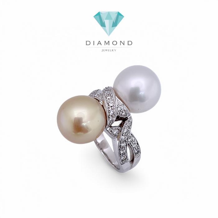 Duo Pearl Diamond Ring 18K / Diamond Jewelry