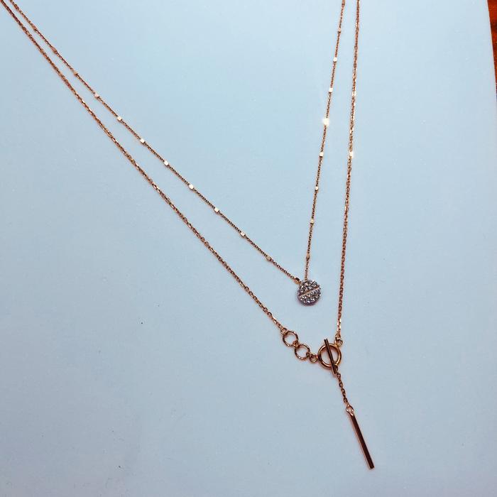Double Layer Necklace Rose Gold 18 K