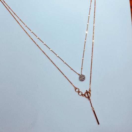 Double Layer Necklace Rose Gold 18 K