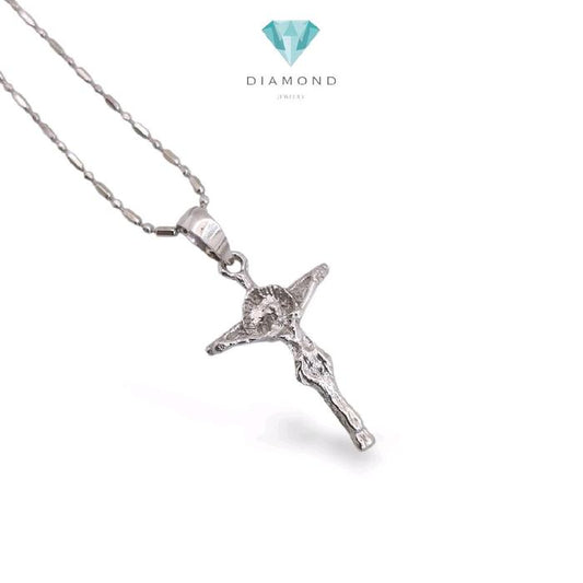 White Gold Jesus Cross Pendant 18K / Liontin Salib Yesus Emas Putih 18K / Diamond Jewelry / 287LMSLS2