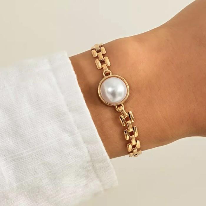 White PEARL blistar bracelet gold 23K Diamond Jewelry