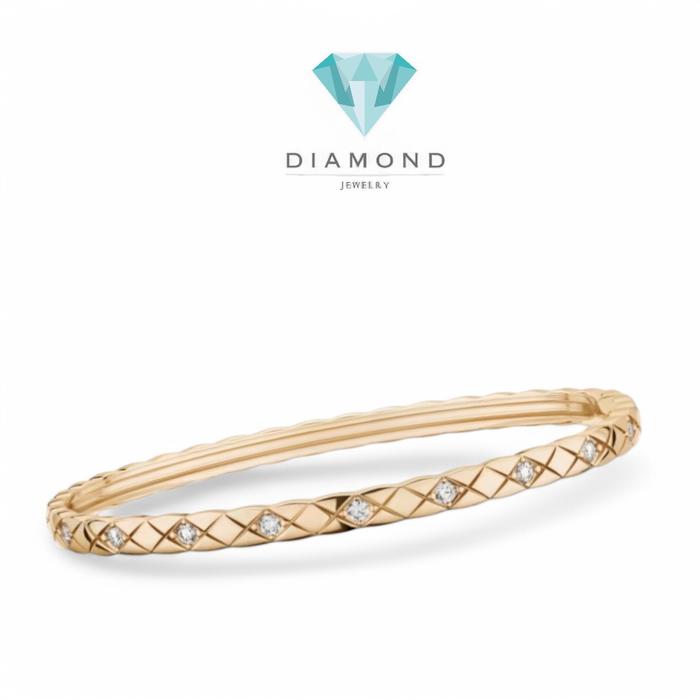 Quilt diamond bangle white gold 18k/gelang quilt emas putih  -Diamond Jewelry
