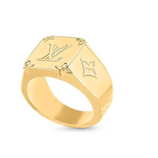 Signet monogram ring unisex 18k gold-Diamond Jewelry