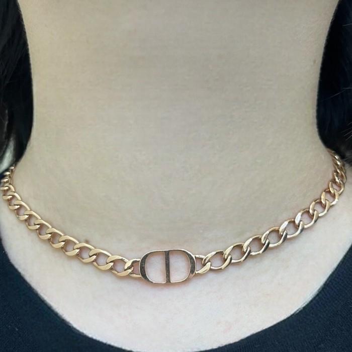 CD necklace initial 18k rose gold-Diamond Jewelry