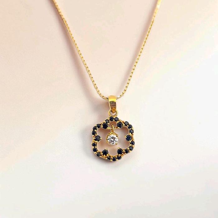 Black Flower Gold Pendants 23K / Diamond Jewelry / 173LMSWP2