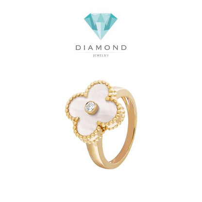 Mop holiday clover ring 18k-Diamond Jewelry