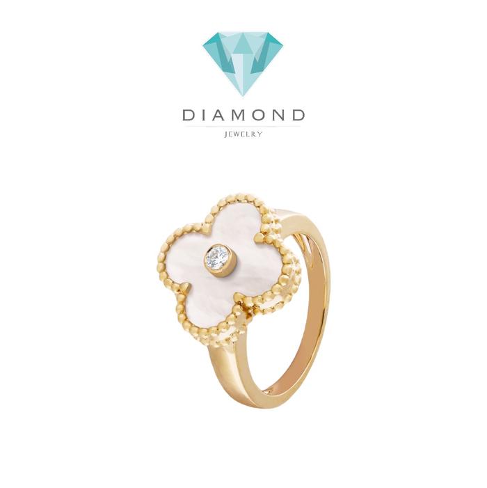 Mop holiday clover ring 18k-Diamond Jewelry