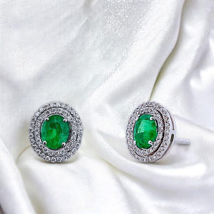 Emerald Diamond Earring 18K / Diamond Jewelry