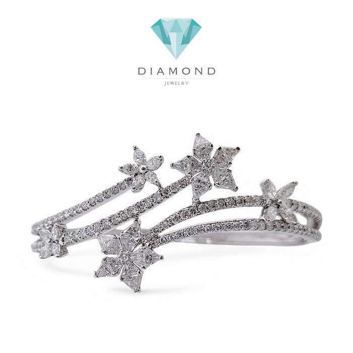 Star diamond Bangle- Diamond Jewelry - White 0303041