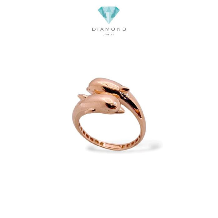 Rose Gold Duo Dolphin Rings 17K / Cincin Rose Gold Duo Lumba-lumba 17K / Diamond Jewelry / 443CMS192LS