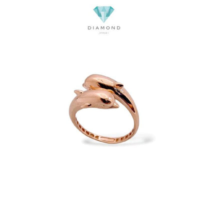 Rose Gold Duo Dolphin Rings 17K / Cincin Rose Gold Duo Lumba-lumba 17K / Diamond Jewelry / 443CMS192LS