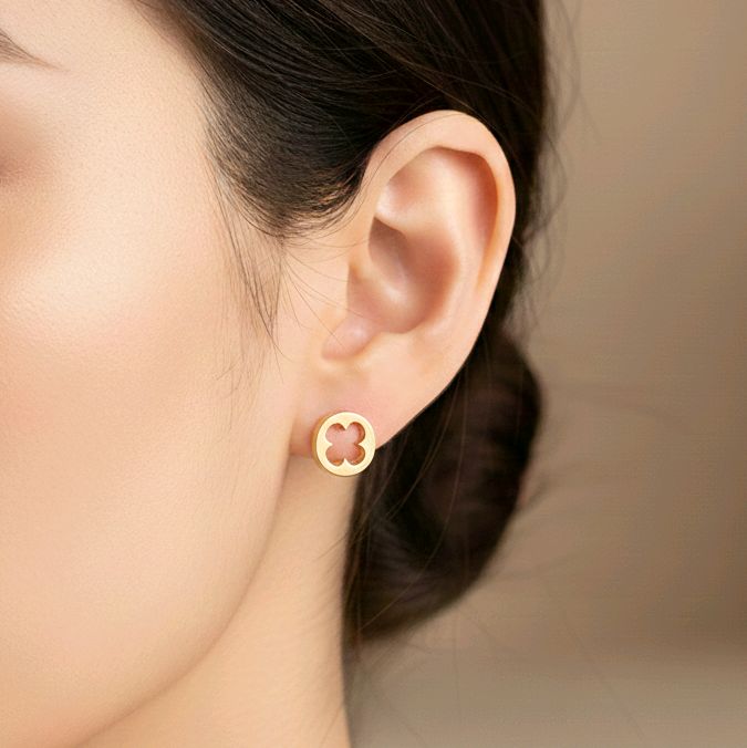 Clover Stud Rosegold Earring 18K / Anting Clover Rosegold 18K / Diamond Jewelry 397ABD390RY - HT