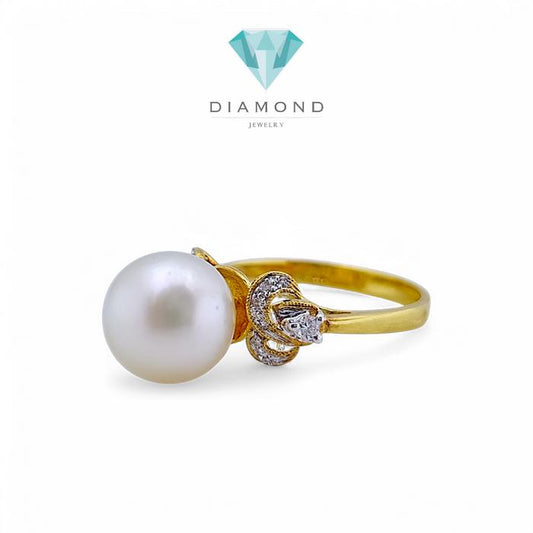 Pearl Diamond Ring 18K / Diamond Jewelry
