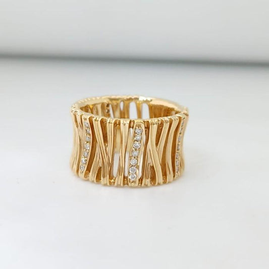Unique bamboo vintage style diamond Ring-18k-Diamond Jewelry