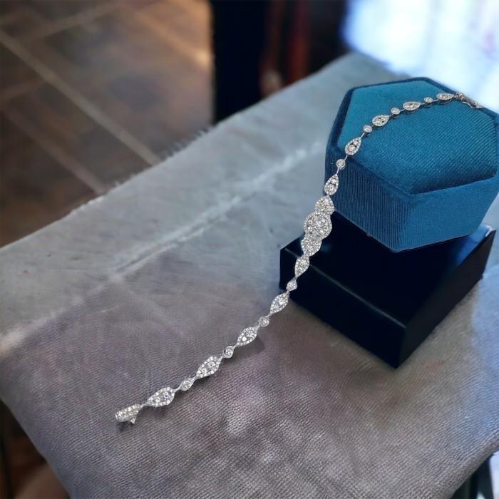 Diamond Pave Bracelet Lotus 18k white gold-Diamond Jewelry